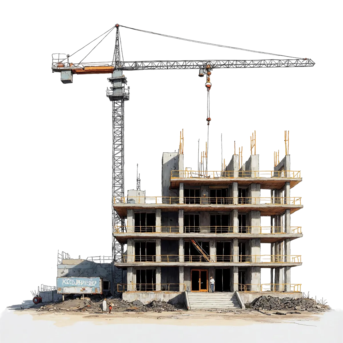 Tower crane over a building under construction